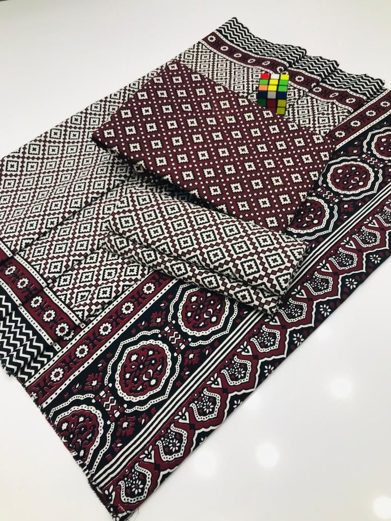 Handmade Ajrak Print 3Piece