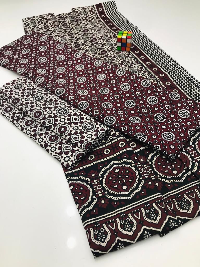 Handmade Ajrak Print 3Piece